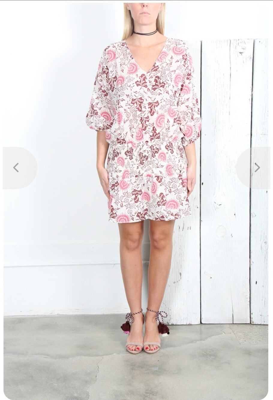 Ulla Johnson Batu Smocked Floral Handmade Cotton Mini Bali Dress Womens 6 $329
